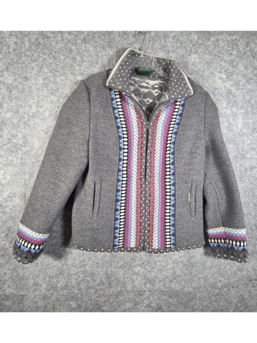 Geiger Collection Women's Long Sleeve Zip Up Jacket Gray Size 42